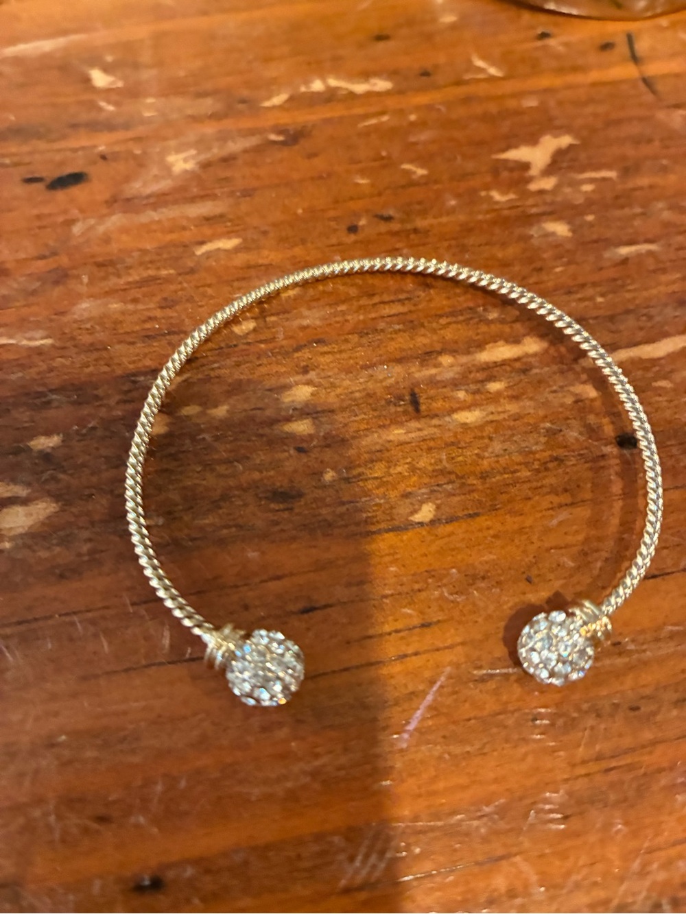 Anthropologie Gold Crystal-Embellished Open Bangle Bracelet